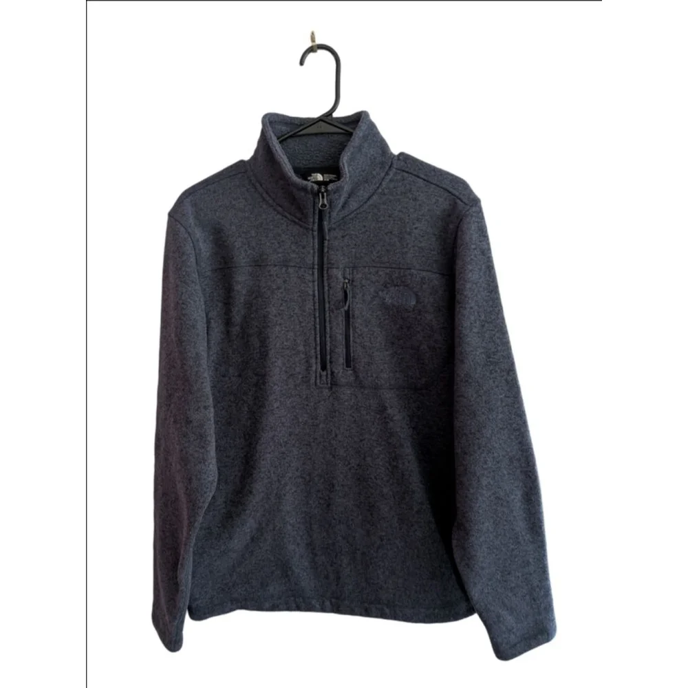 Men's The North Face Blue Heather Quarter Zip Fleece Pullover M